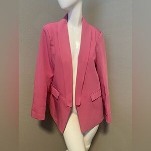 Women’s Dark Pink Open Front Long Sleeves Relaxed Fit Blazer Size M